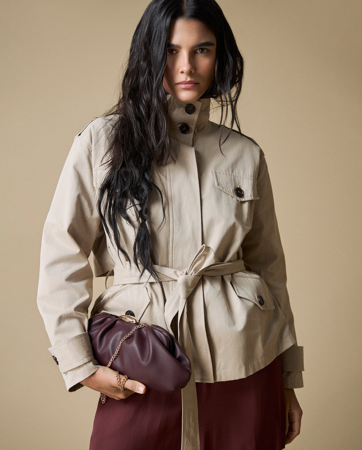 Chaqueta Cinturón Ajustable Beige - Beige 34_623H217_BEI151307_5