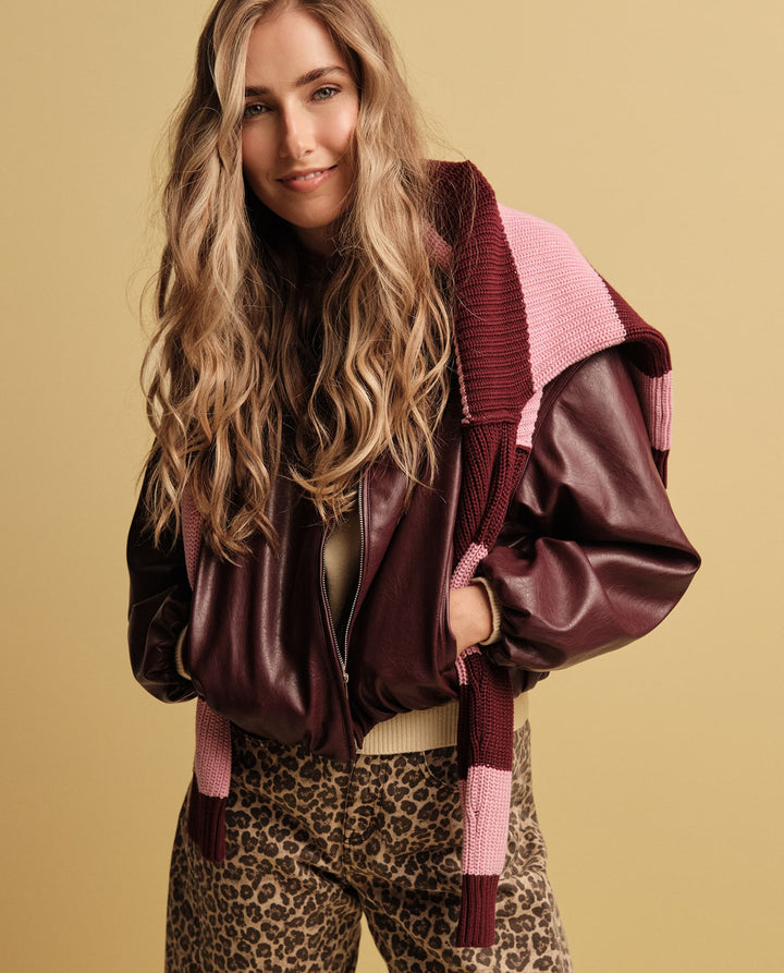 Chaqueta efecto cuero oversize - Rojo 34_623H228_ROJ191617_0