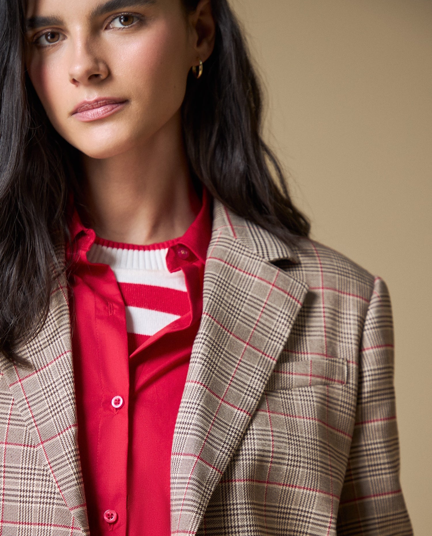 Blazer a cuadros clásico - Beige