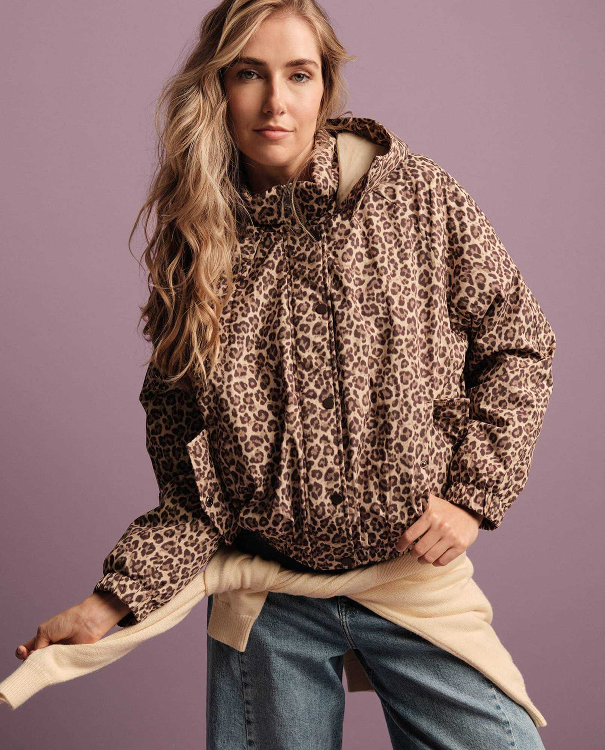 Chaqueta oversize animal print - Café 34_623H233_CAF161336_0