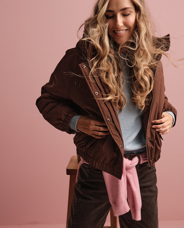 Chaqueta regular cuello alto - Cafe 34_623H234_CAF191118_0