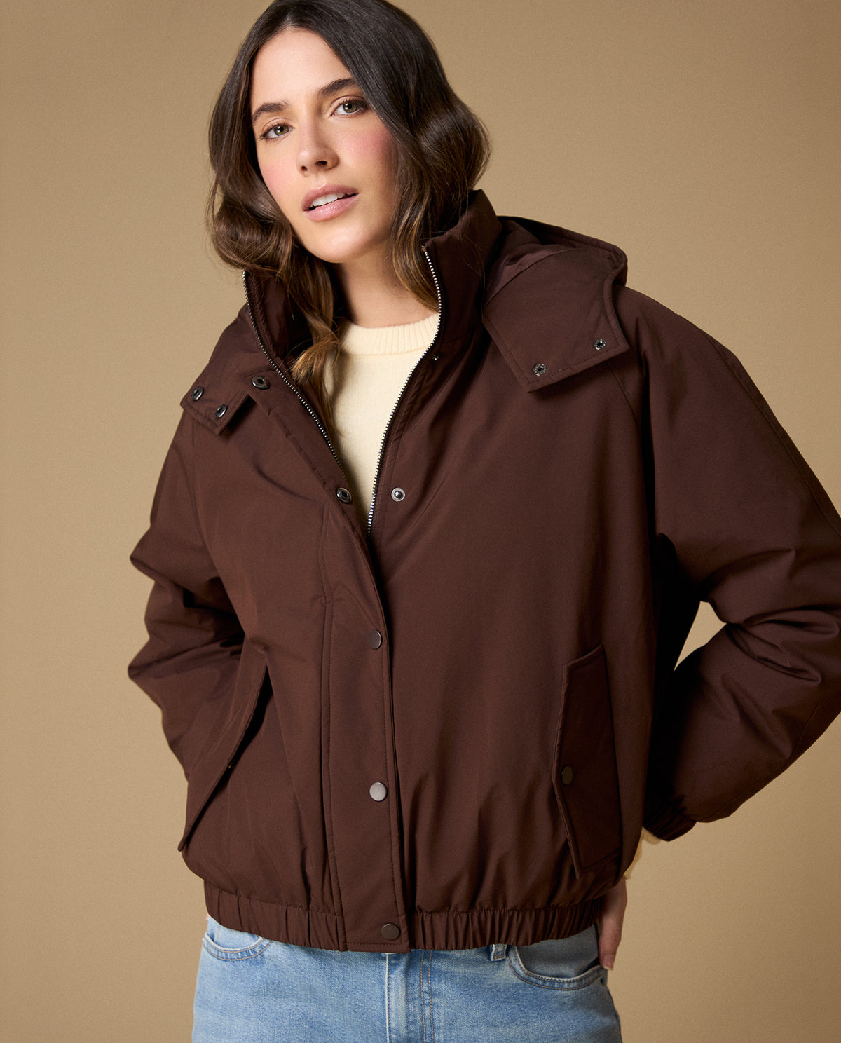 Chaqueta regular cuello alto - Cafe 34_623H234_CAF191118_3