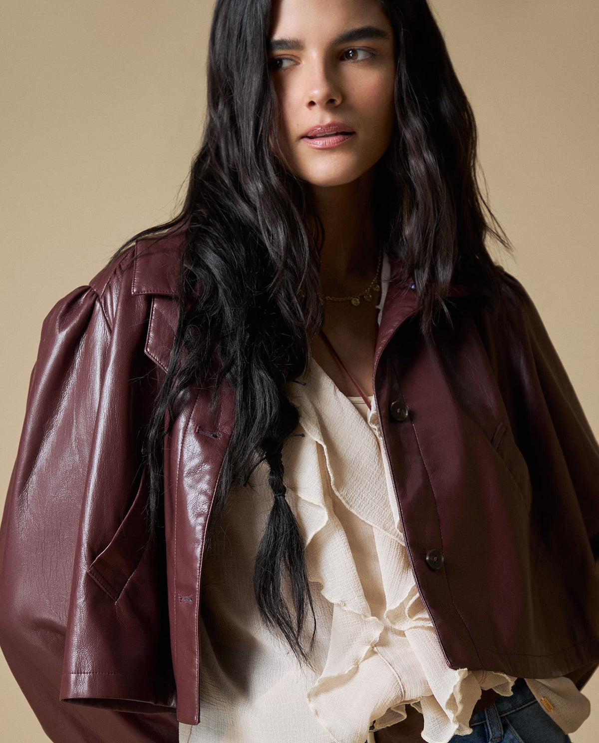 Chaqueta de cuero regular - Cafe 34_623H245_CAF191327_0