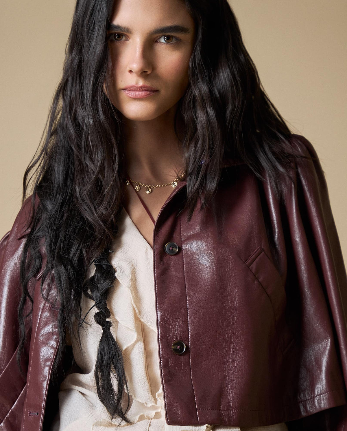 Chaqueta de cuero regular - Cafe 34_623H245_CAF191327_5