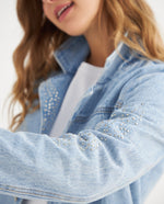 Chaqueta en denim tono medio para mujer - Azul