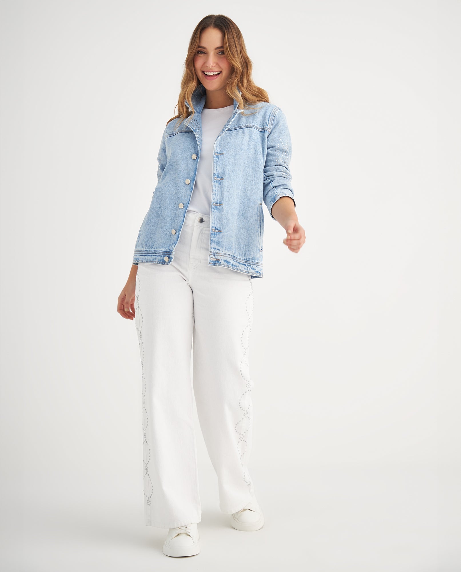 Chaqueta en denim tono medio para mujer - Azul 34_629F000_AZU114604_5