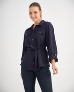 Chaqueta con cinturón para mujer - Azul