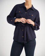 Chaqueta con cinturón para mujer - Azul