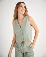 Chaleco con ajuste de botones para mujer - Verde