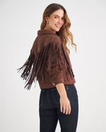 Chaqueta de estilo texano para mujer - Café