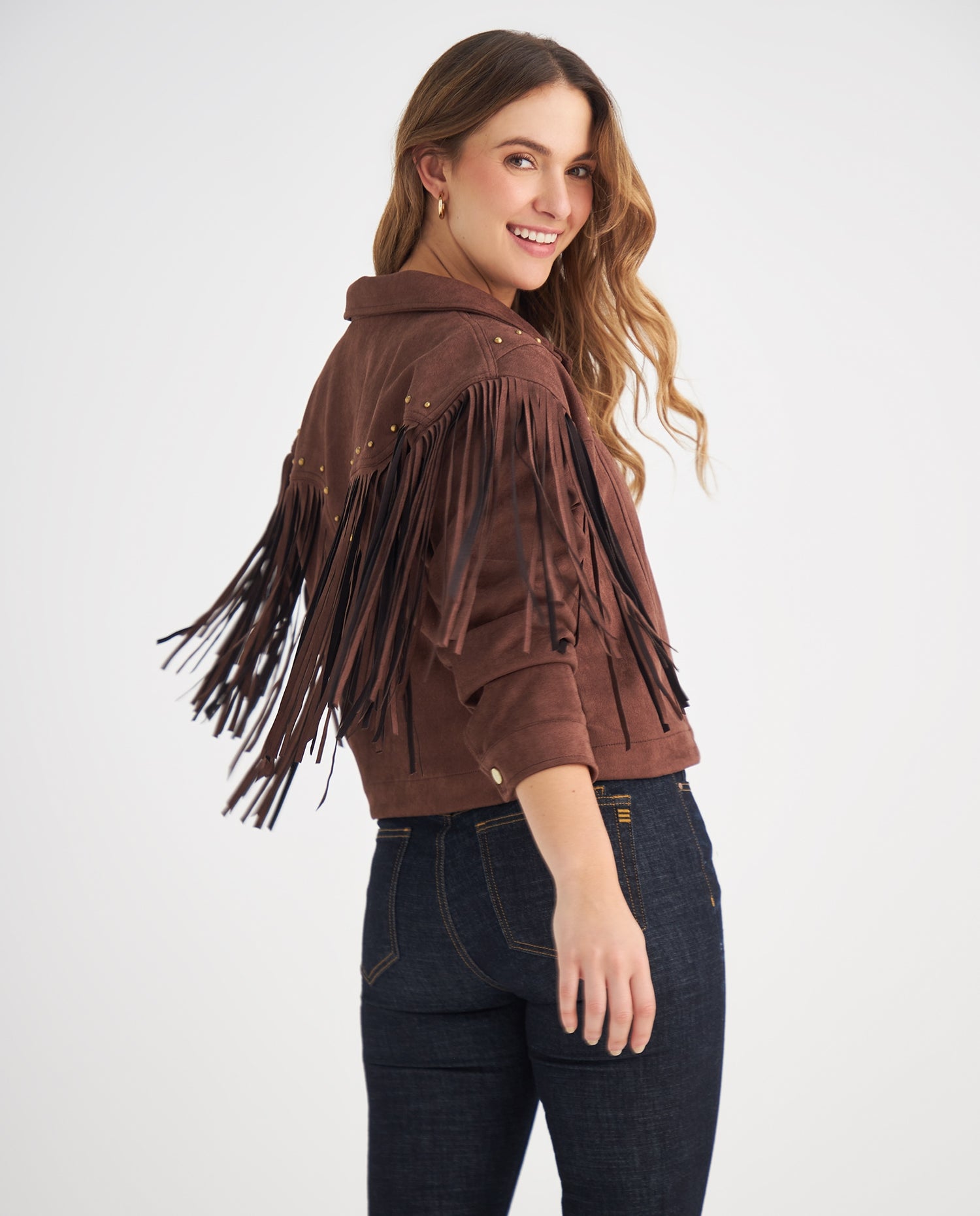 Chaqueta de estilo texano para mujer - Café