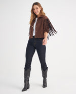 Chaqueta de estilo texano para mujer - Café