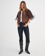 Chaqueta de estilo texano para mujer - Café