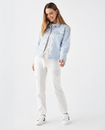 Chaqueta larga en denim para mujer - Azul