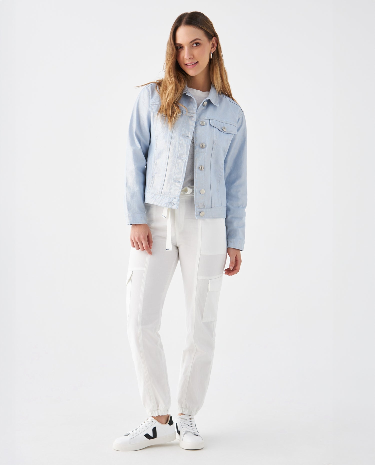 Chaqueta larga en denim para mujer - Azul