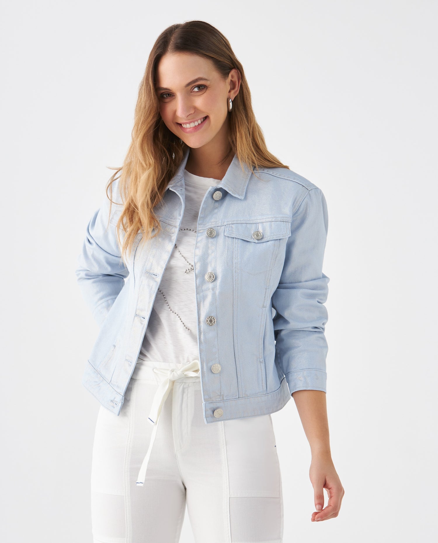 Chaqueta larga en denim para mujer - Azul