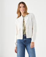 Chaqueta con bordados en manga para mujer - Crudo