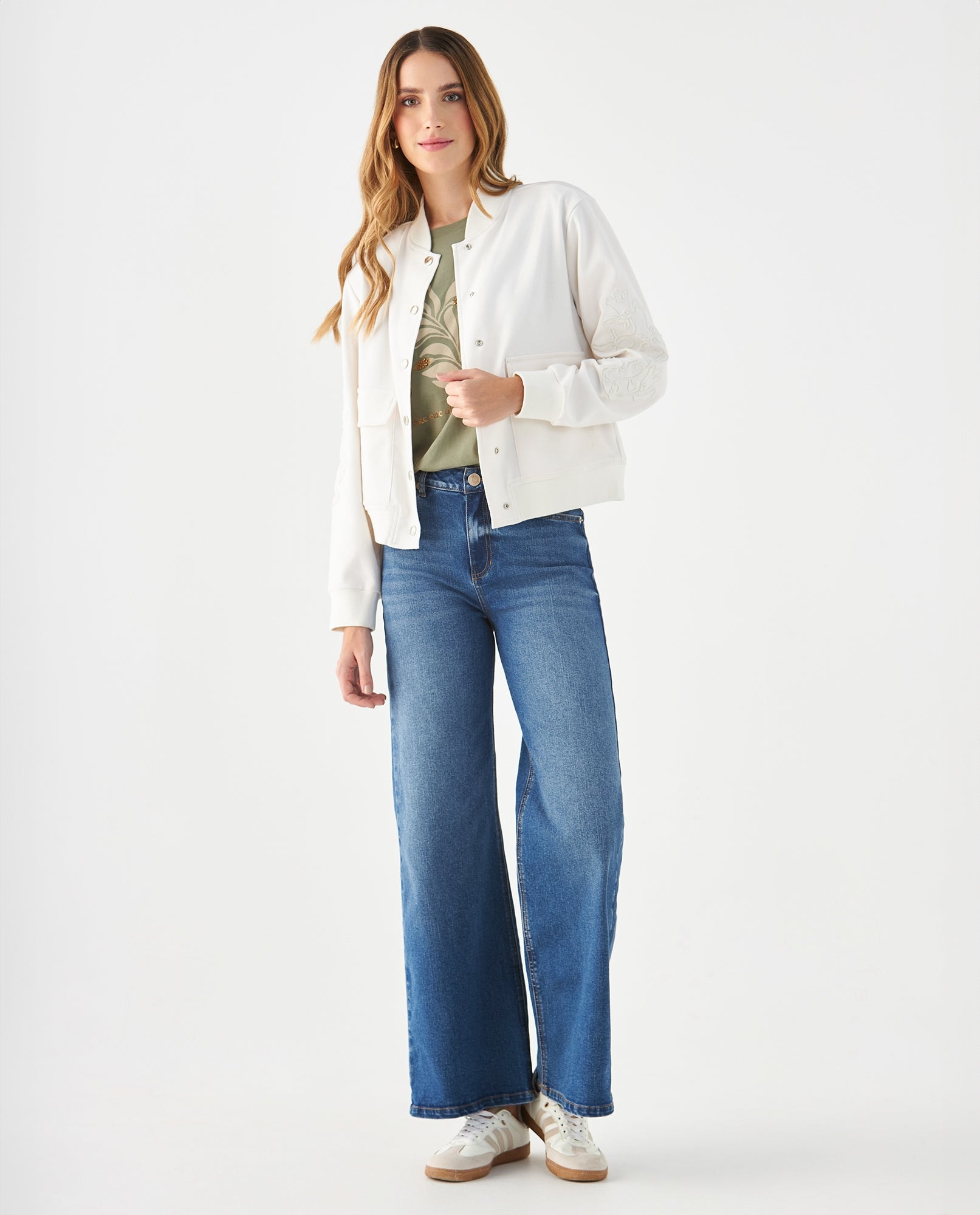 Chaqueta con bordados en manga para mujer - Crudo 34_629F023_CRU110602_5