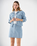 Chaqueta con diseño gallineto para mujer - Azul