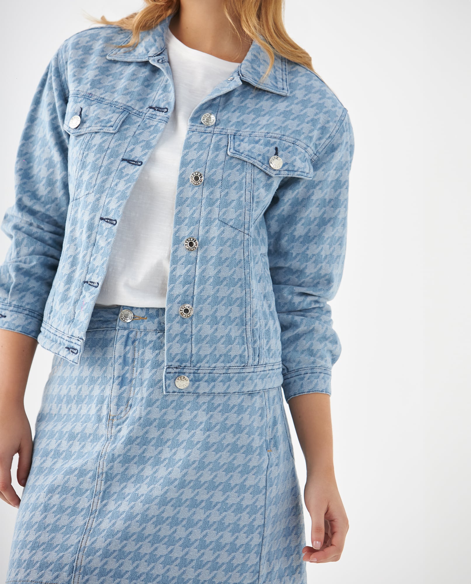Chaqueta con diseño gallineto para mujer - Azul 34_629F024_AZU174027_3