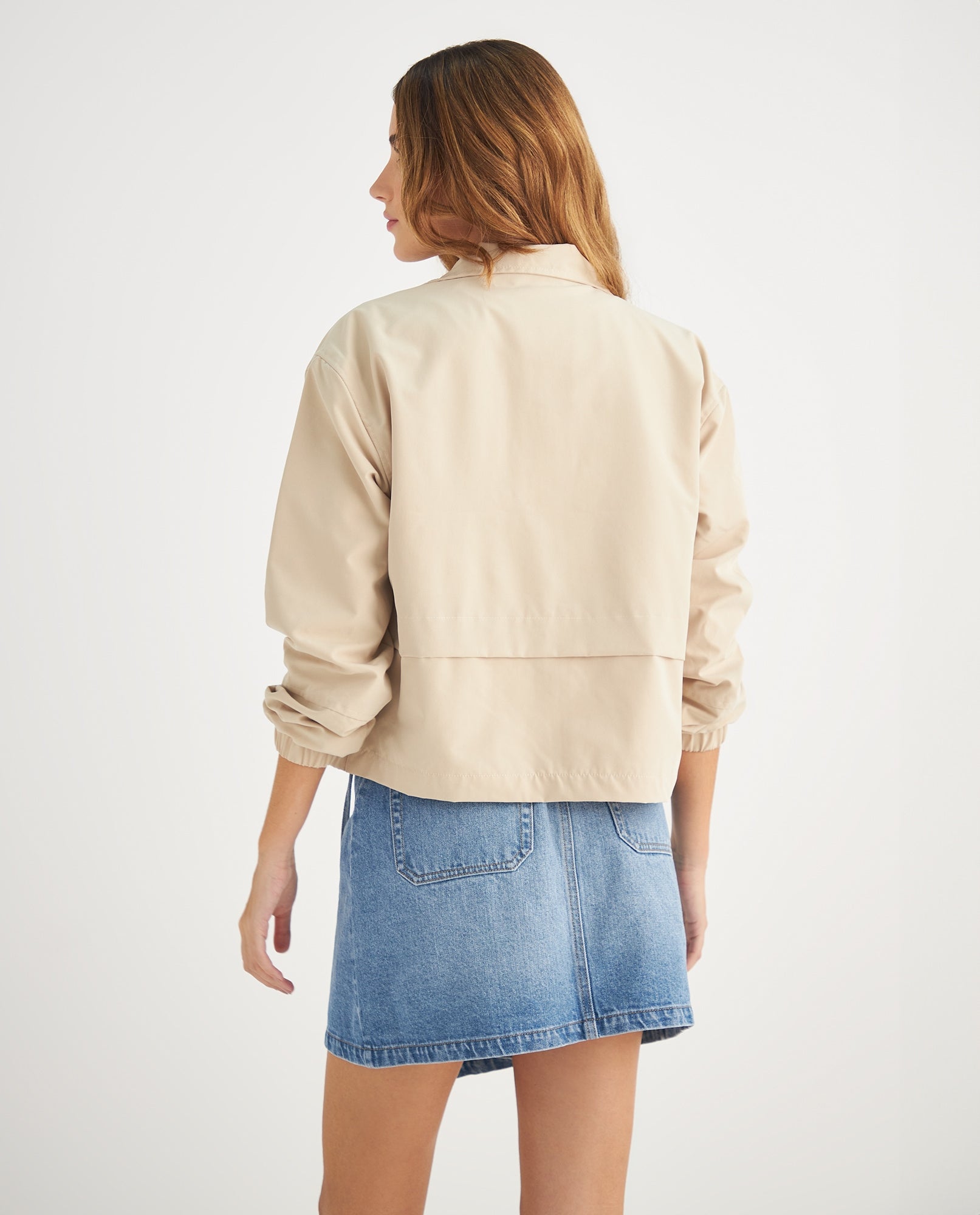 Chaqueta de cuello alto para mujer - Beige 34_629F202_BEI130607_4