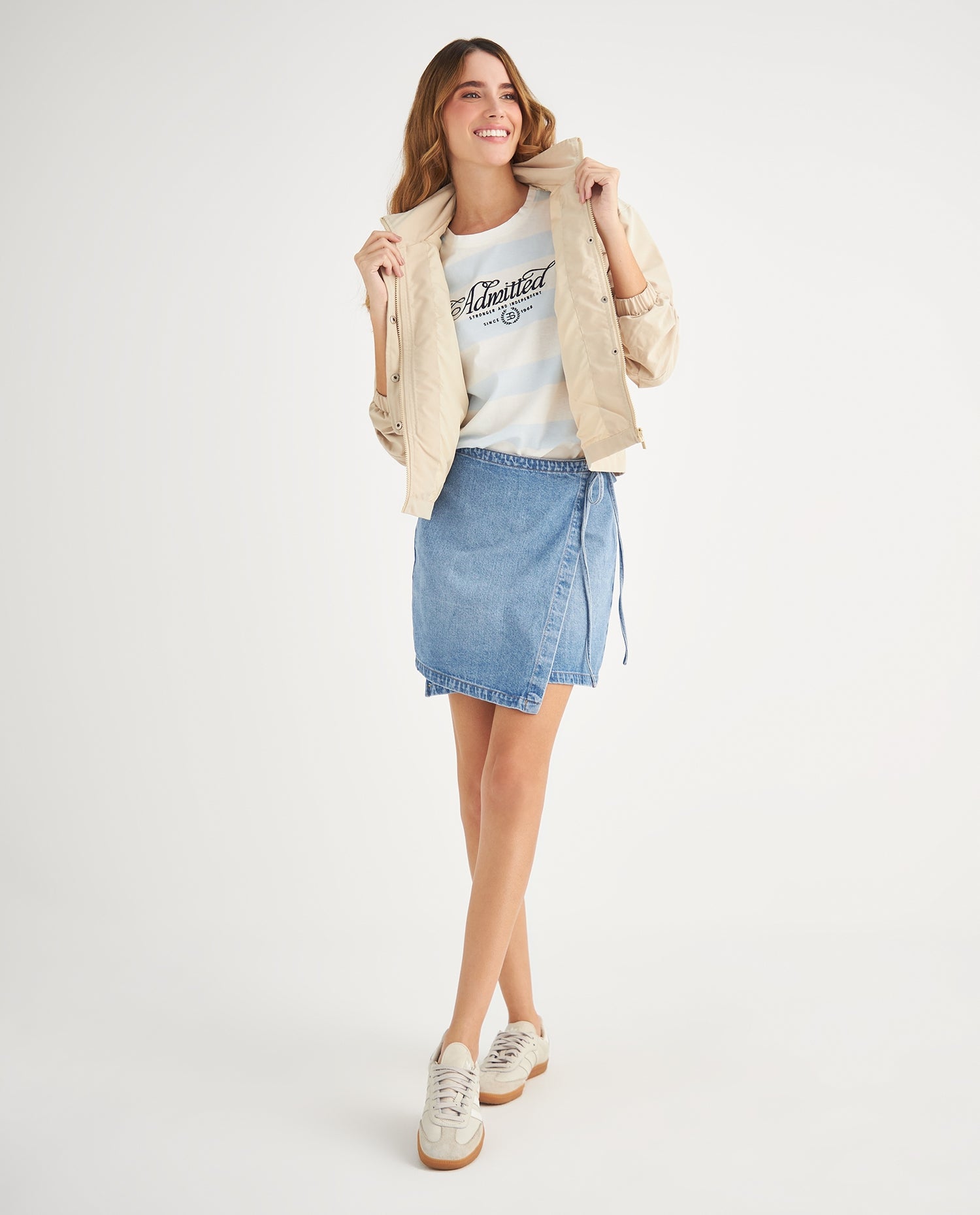 Chaqueta de cuello alto para mujer - Beige