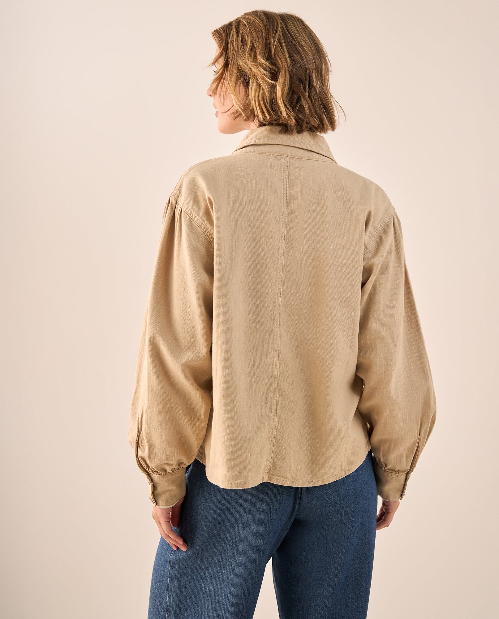 Chaqueta Beige con Puños Elásticos y Bolsillos - Beige 34_629G001_BEI151116_4
