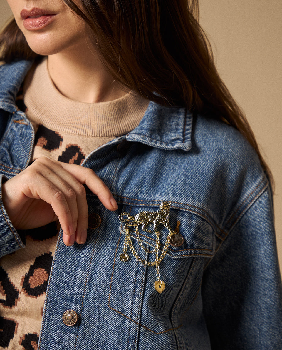 Chaqueta Denim Azul con Broche Dorado - Azul 34_629G028_AZU174027_3