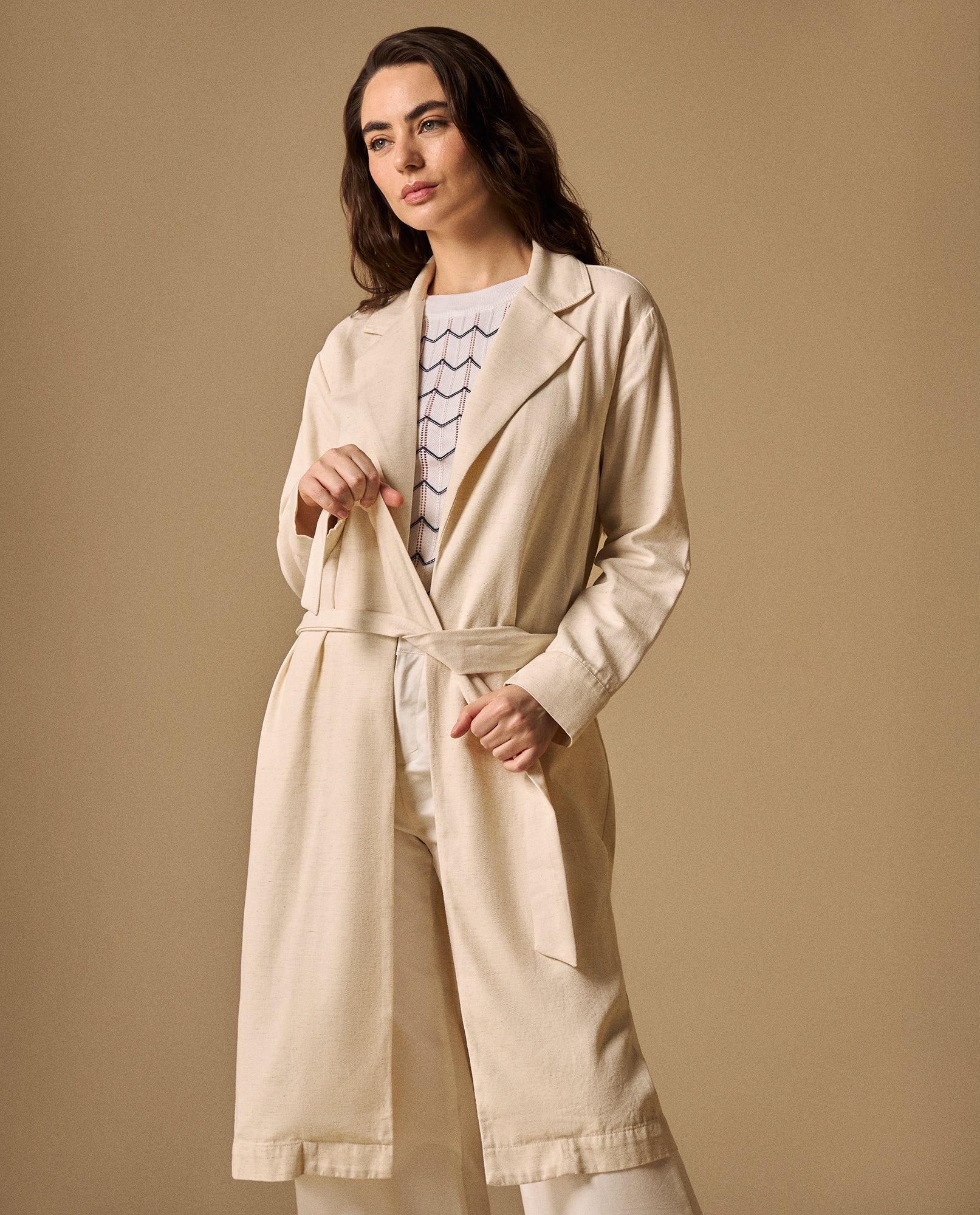 Chaqueta Larga con Cinturón Blanco Celaje - Blanco 34_629G040_BLA114202_3