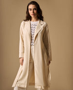 Chaqueta Larga con Cinturón Blanco Celaje - Blanco