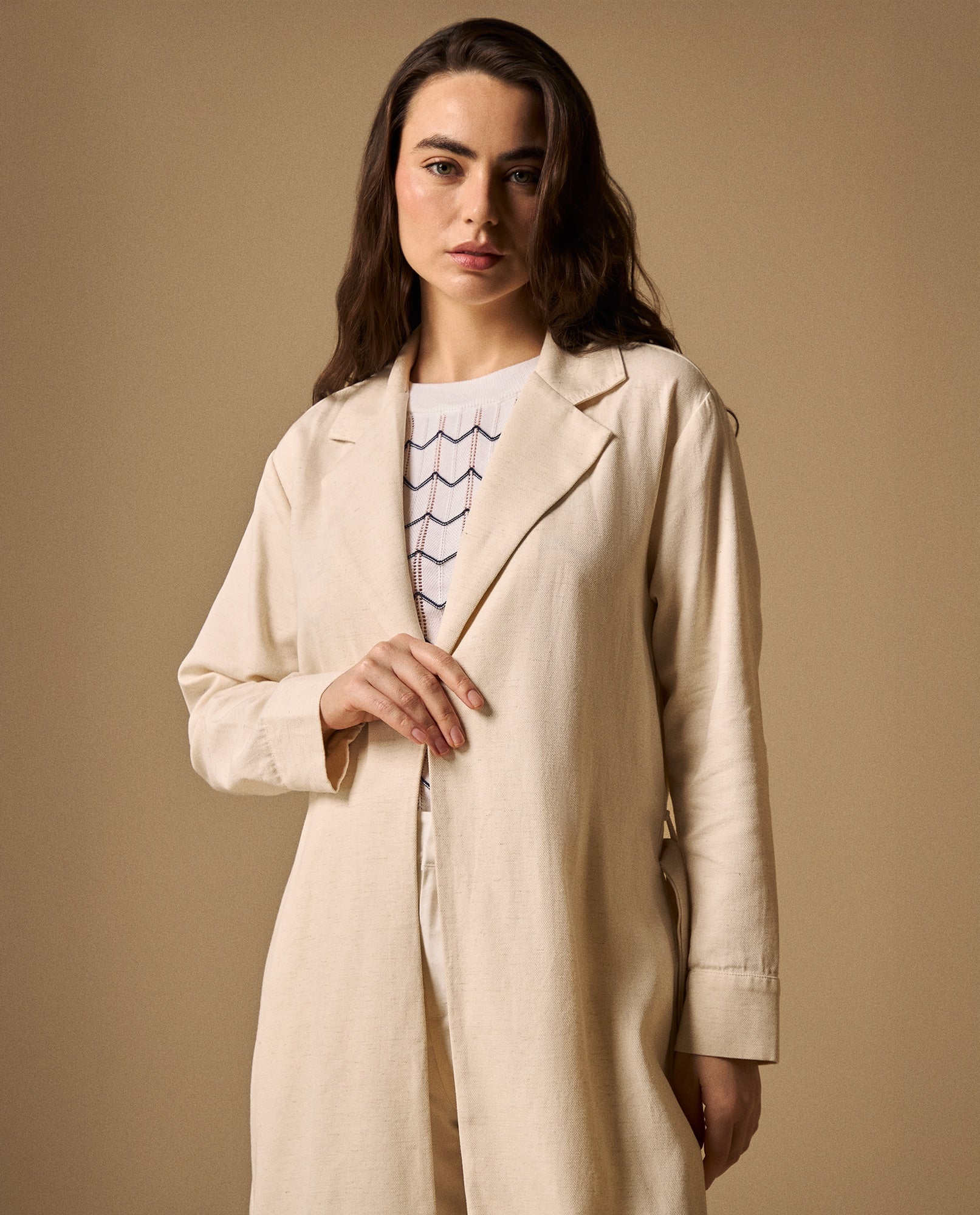 Chaqueta Larga con Cinturón Blanco Celaje - Blanco 34_629G040_BLA114202_5