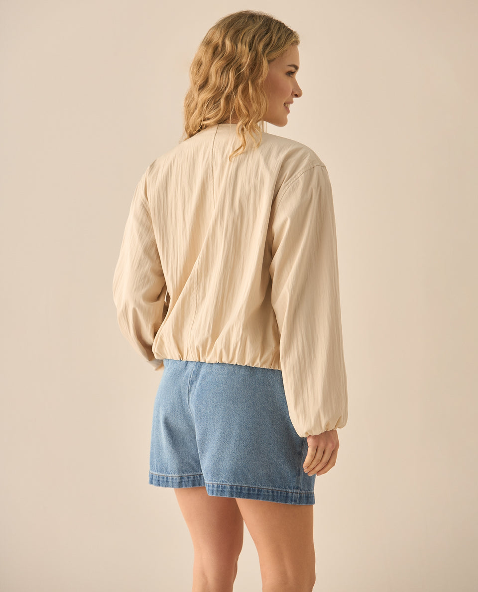 Chaqueta abierta de cuello redondo para mujer - Beige 34_629G200_BEI130607_4