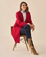 Abrigo tipo trench con bolsillos para mujer  - Rojo