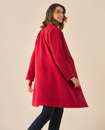 Abrigo tipo trench con bolsillos para mujer  - Rojo