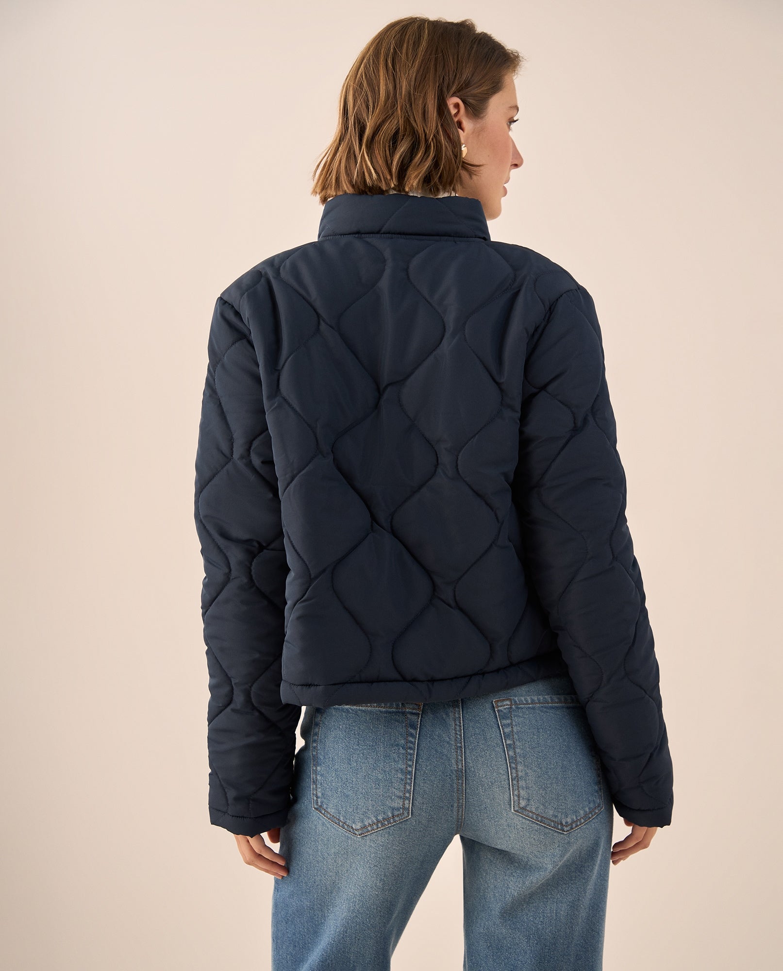 Chaqueta Acolchada Azul con Patrón Diamante - Azul 34_629G202_AZU184051_6