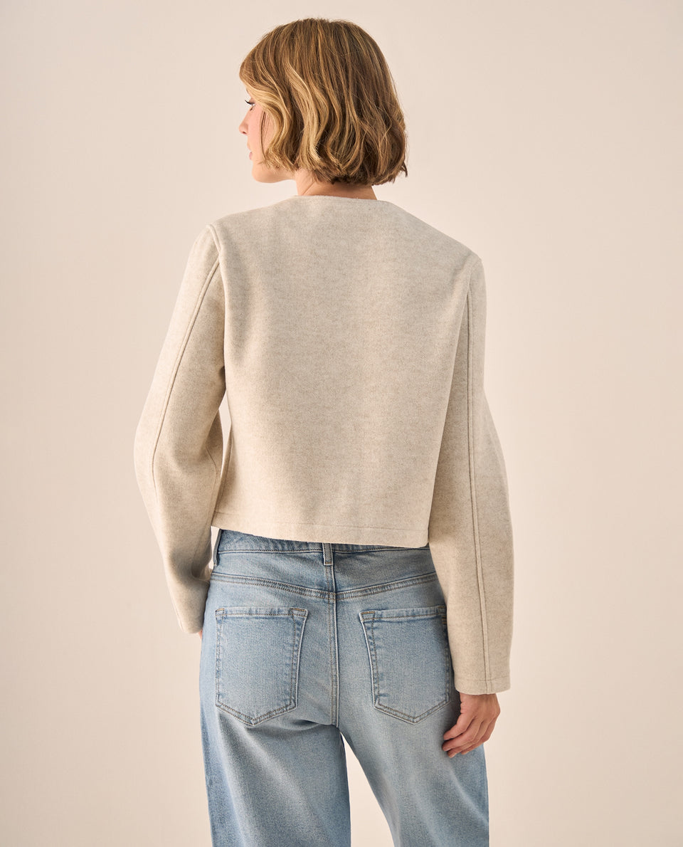 Chaqueta Cropped Beige con Botones Dorados - Beige 34_629G209_BEI130607_6