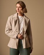 Abrigo Cruzado Beige con Cinturón Ajustable - Beige