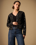 Chaqueta Negra con Lentejuelas Doradas - Negro 34_629G224_NEG190303_0