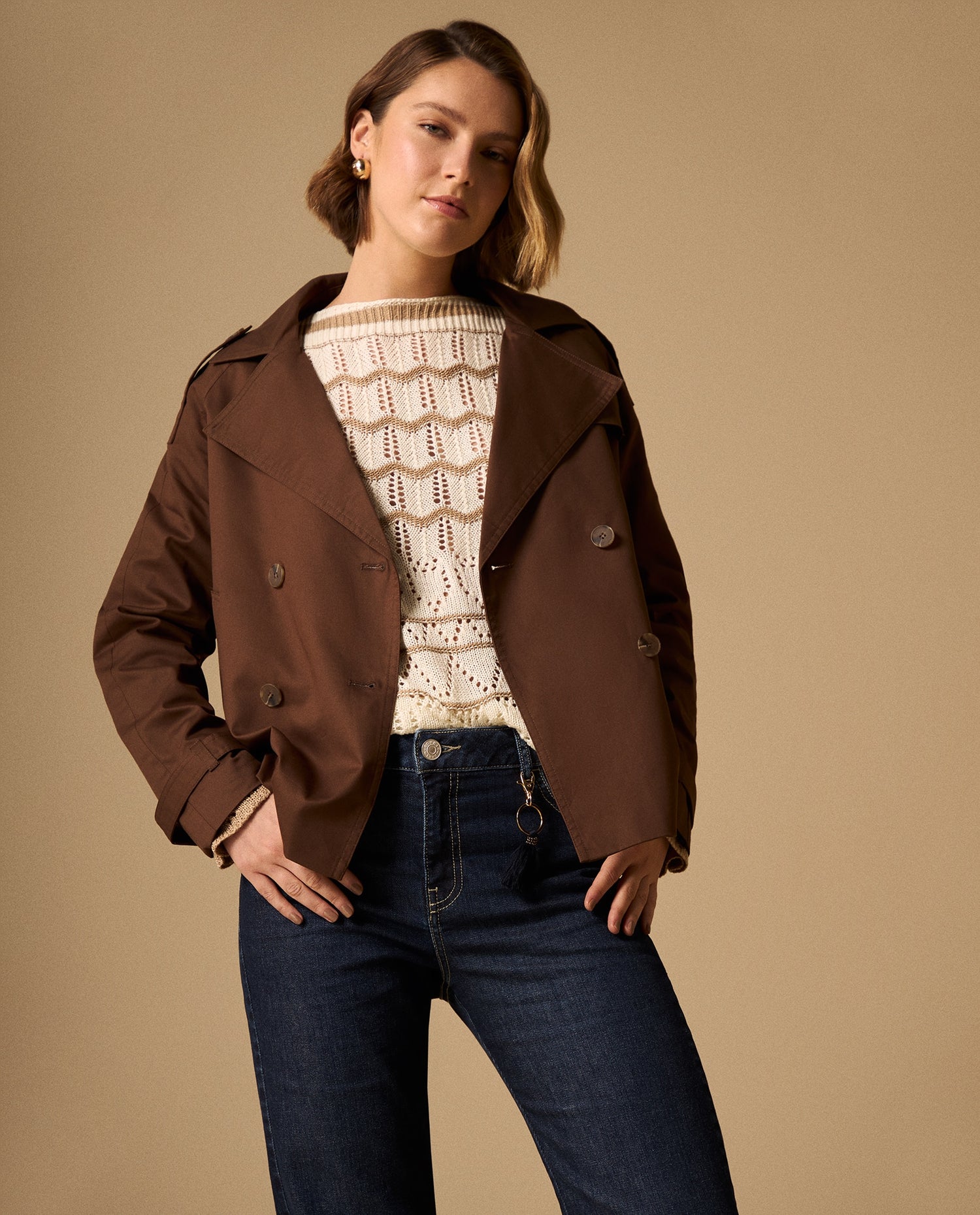 Chaqueta Café Mocca Doble Botonadura - Café