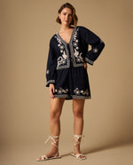 Chaqueta Azul con Bordados Artesanales - Azul