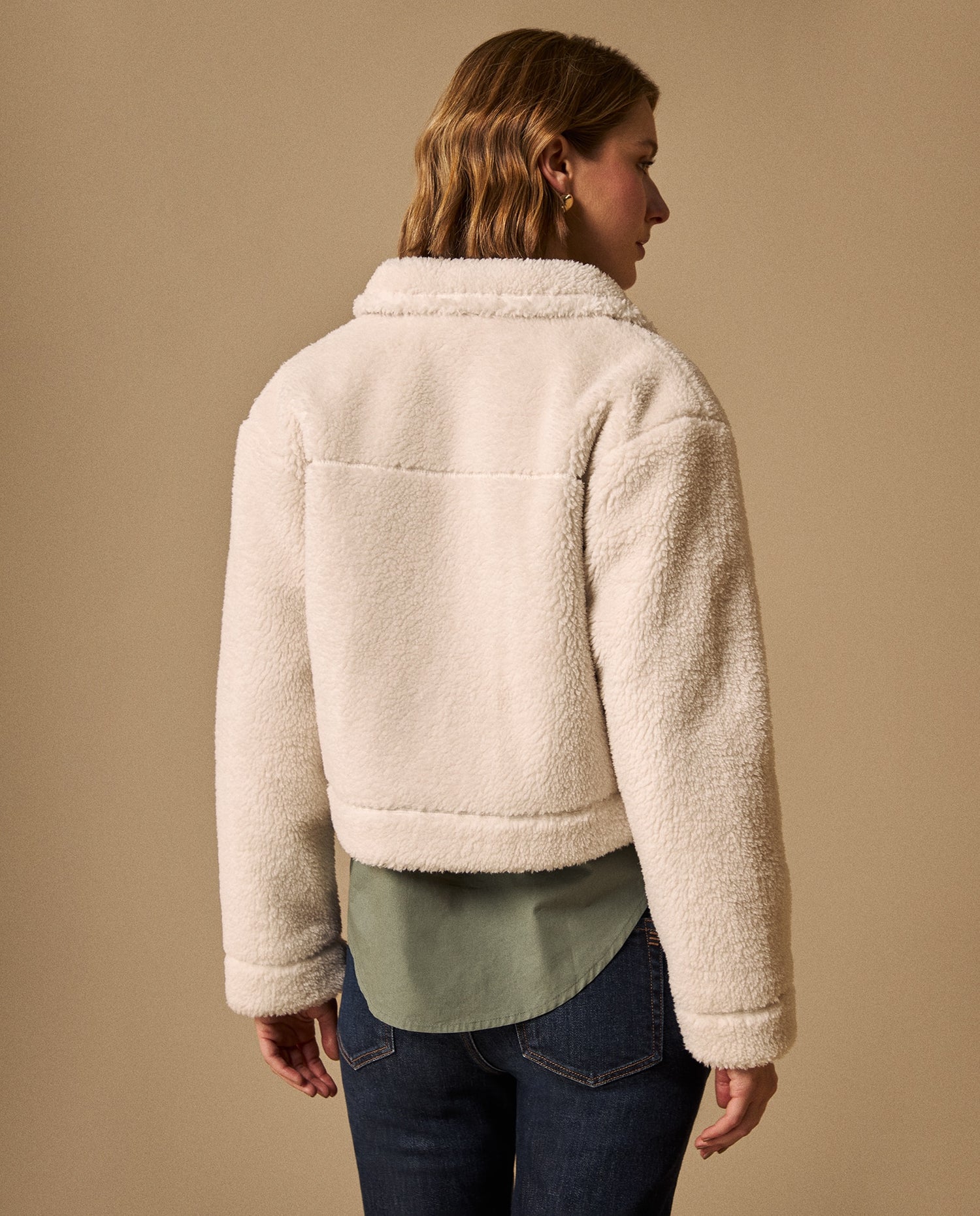 Chaqueta Sherpa Crudo con Textura Premium - Crudo