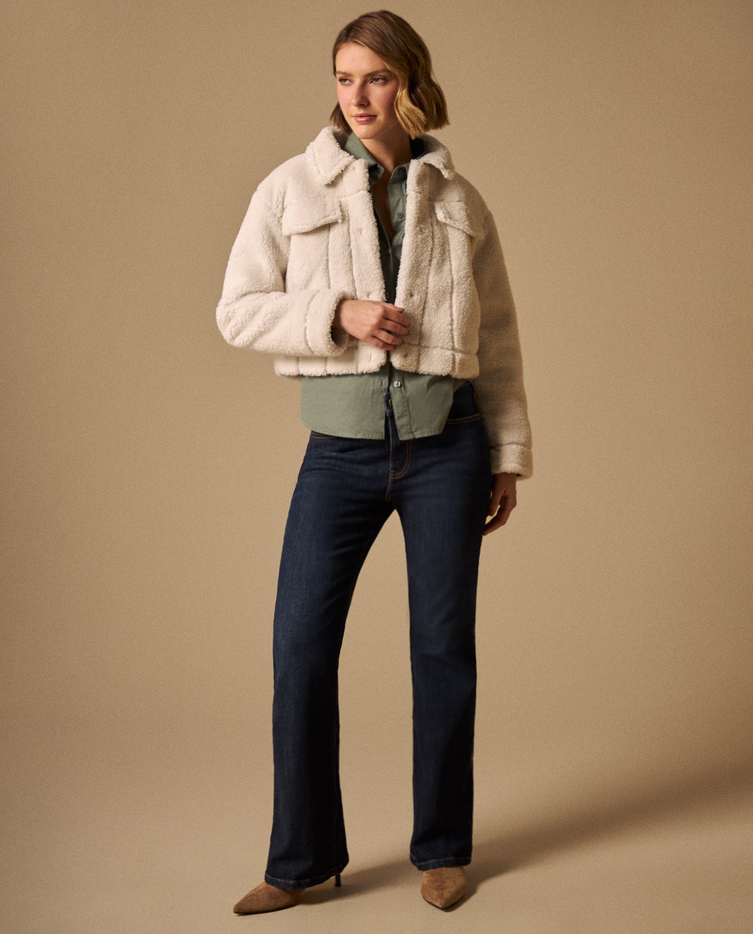 Chaqueta Sherpa Crudo con Textura Premium - Crudo