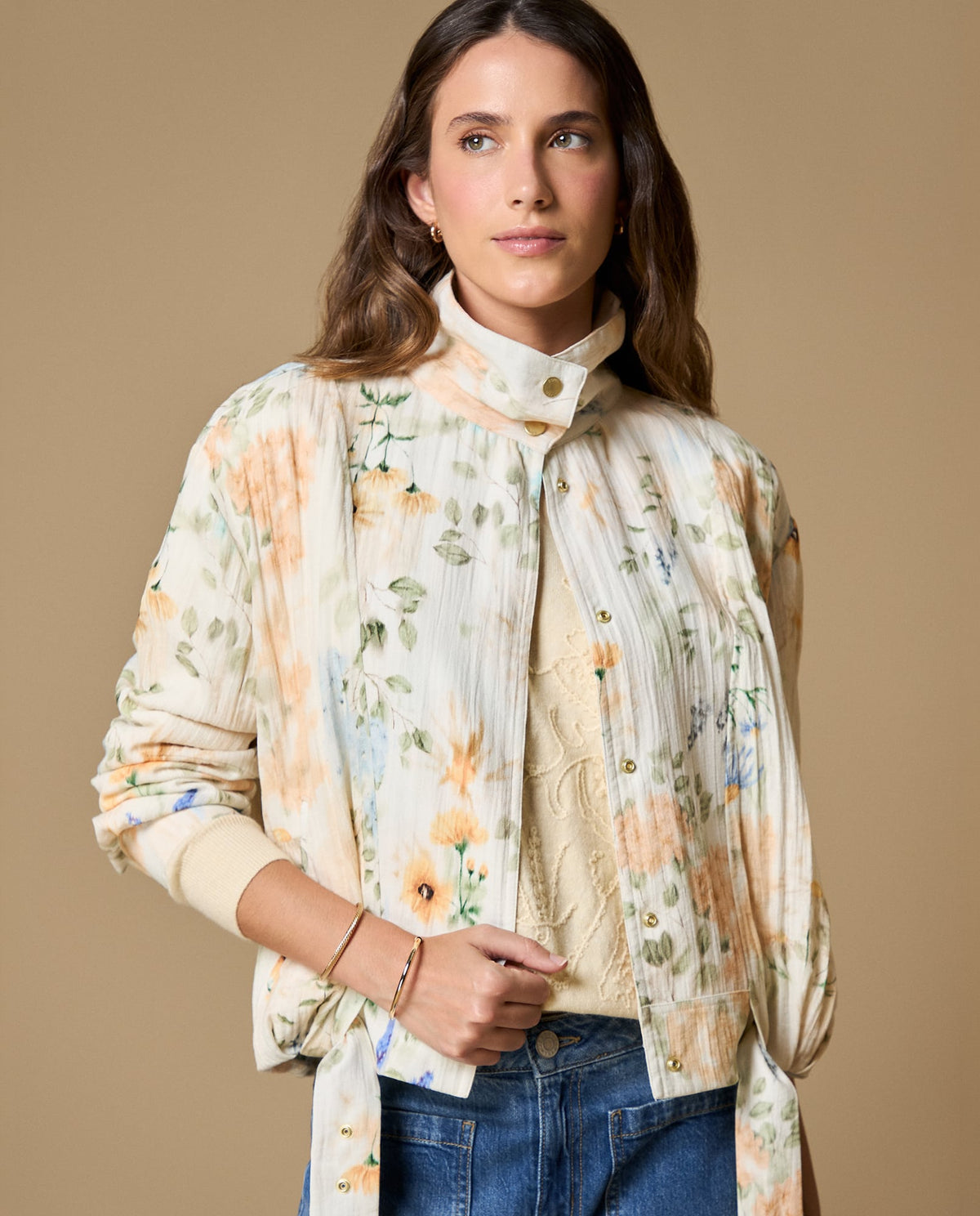 Chaqueta estampada floral manga larga - Crudo 34_629H001_CRU114201_0