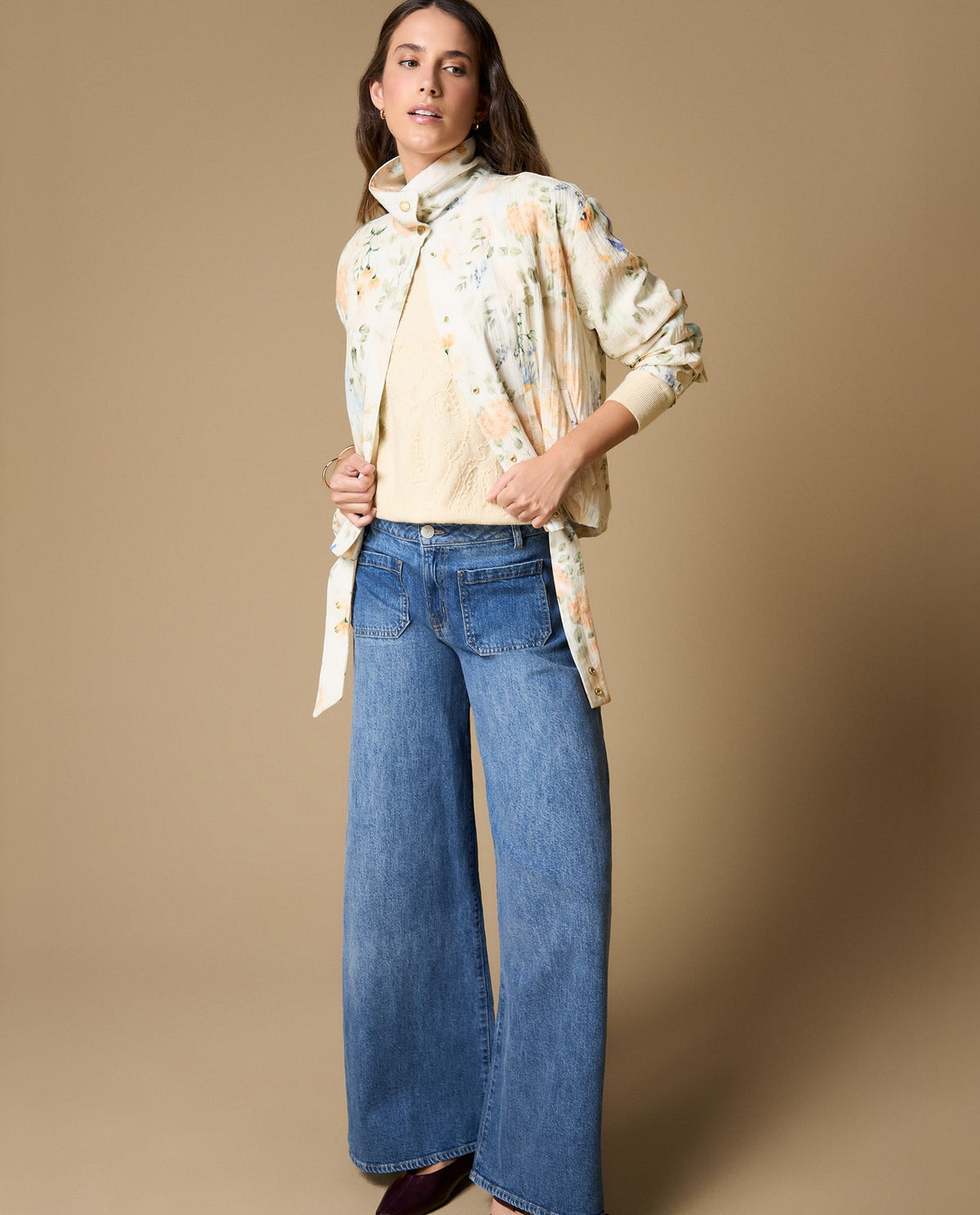 Chaqueta estampada floral manga larga - Crudo 34_629H001_CRU114201_3