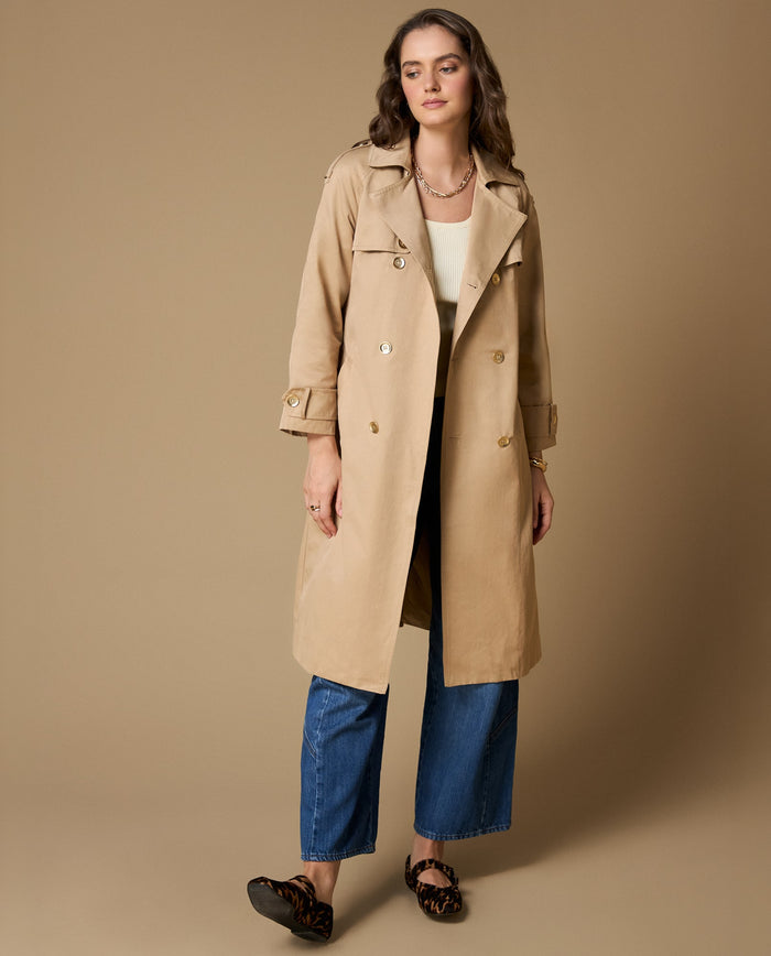 Abrigo largo cuello alto botones - Beige 34_629H200_BEI161010_0