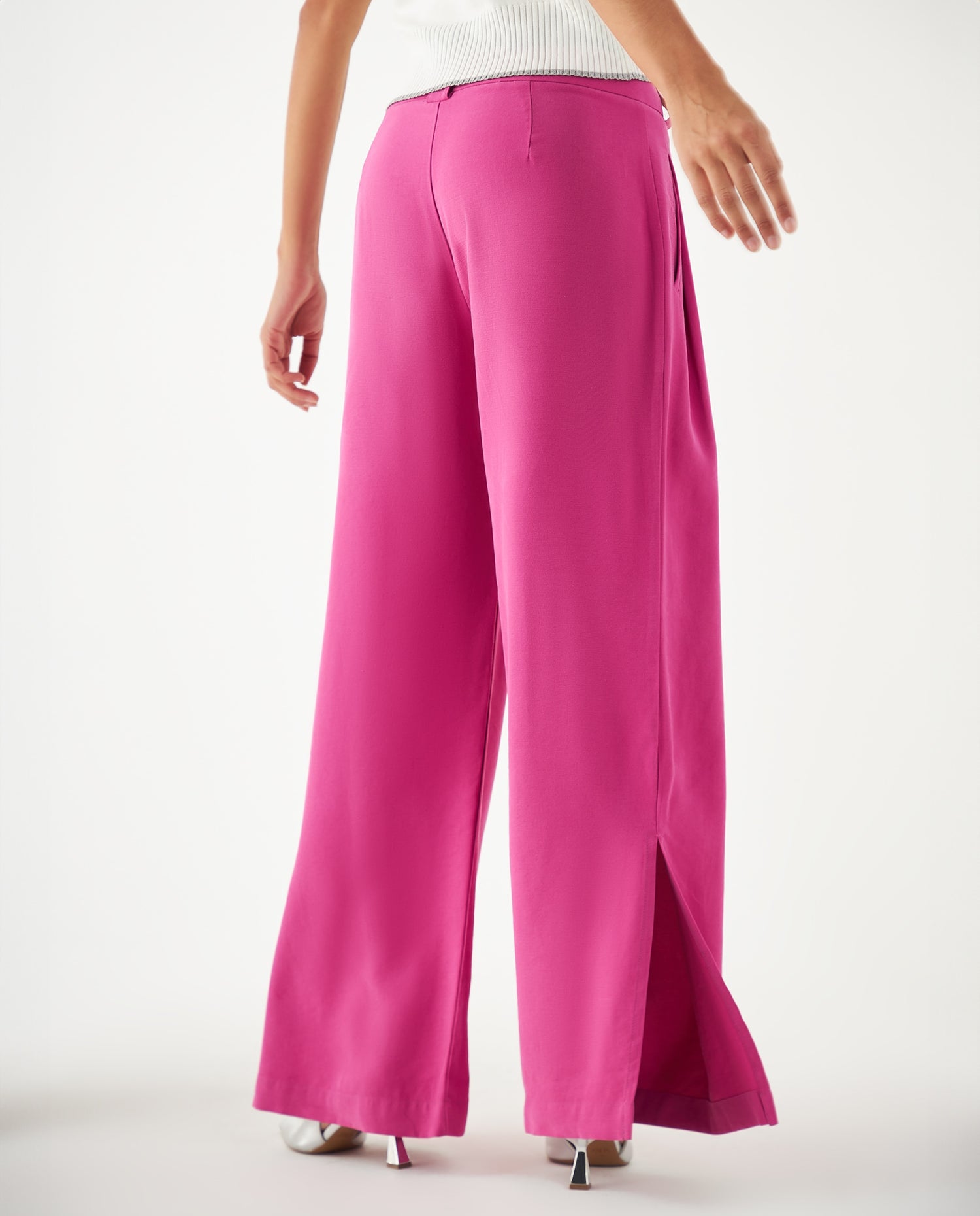 Pantalón amplio con bolsillos para mujer - Rosa