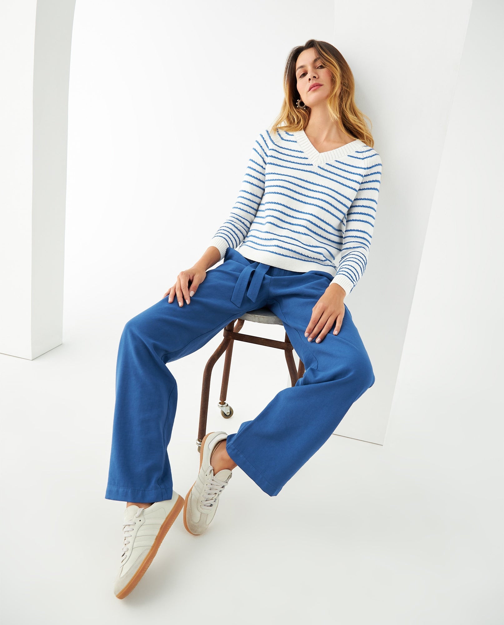 Pantalón con cinturón para mujer - Azul 34_631F005_AZU194042_0