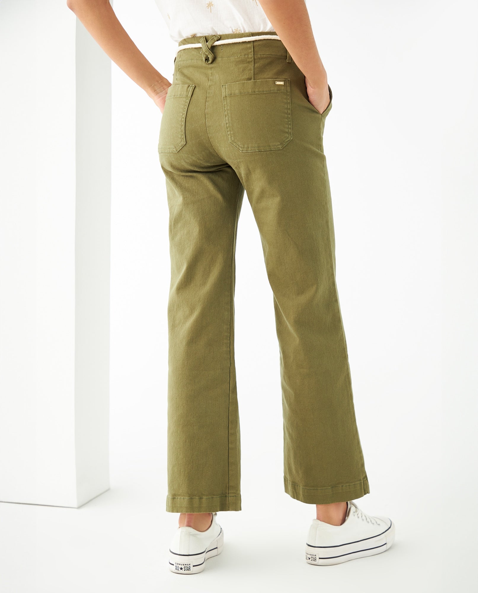 Pantalón con cortes decorativos para mujer - Verde 34_631F007_VER160541_5
