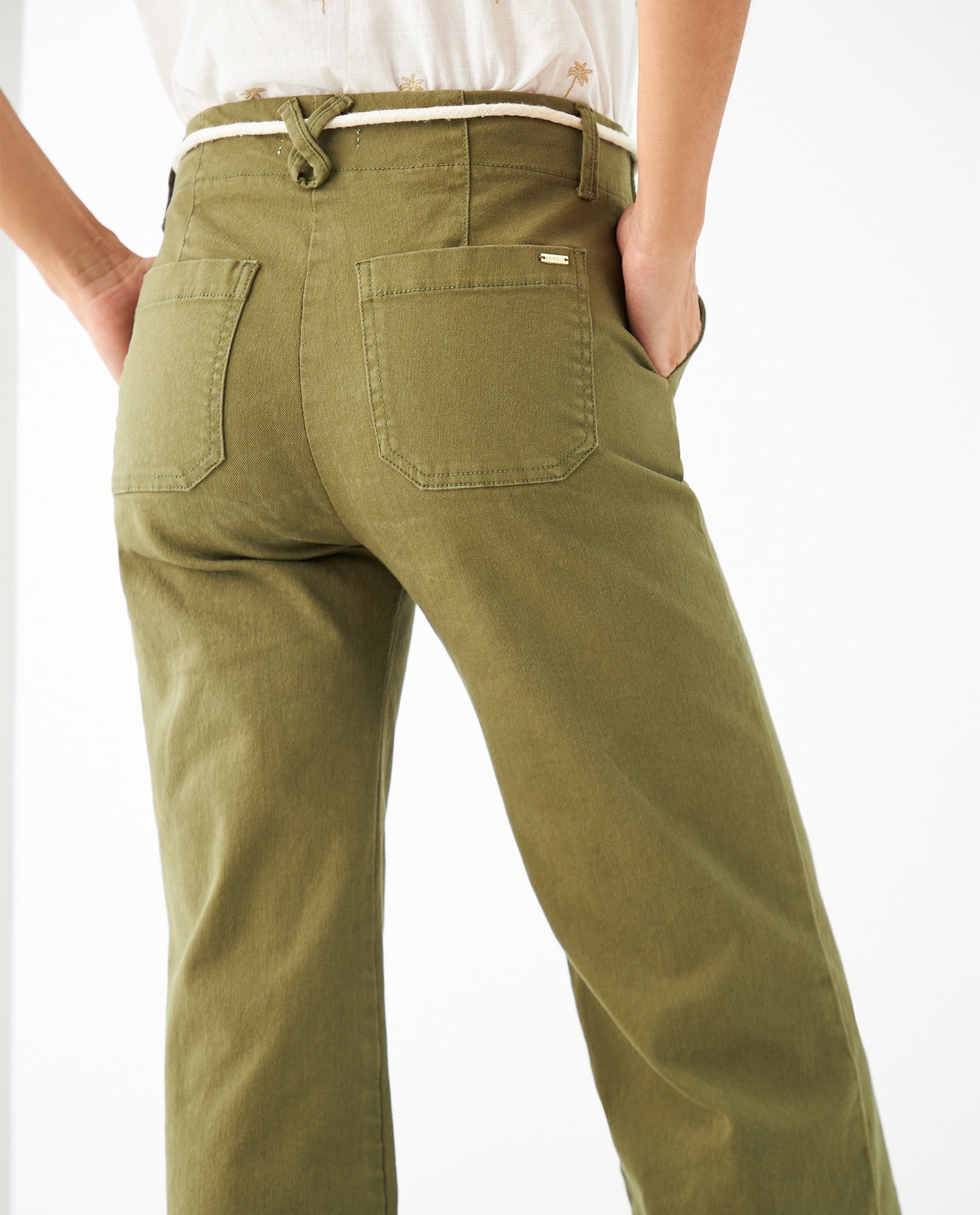 Pantalón con cortes decorativos para mujer - Verde 34_631F007_VER160541_6