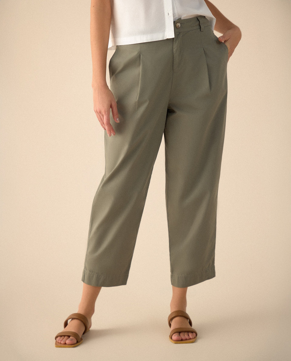 Pantalón clásico con bolsillos de ribete para mujer - Verde 34_631G002_VER185806_3